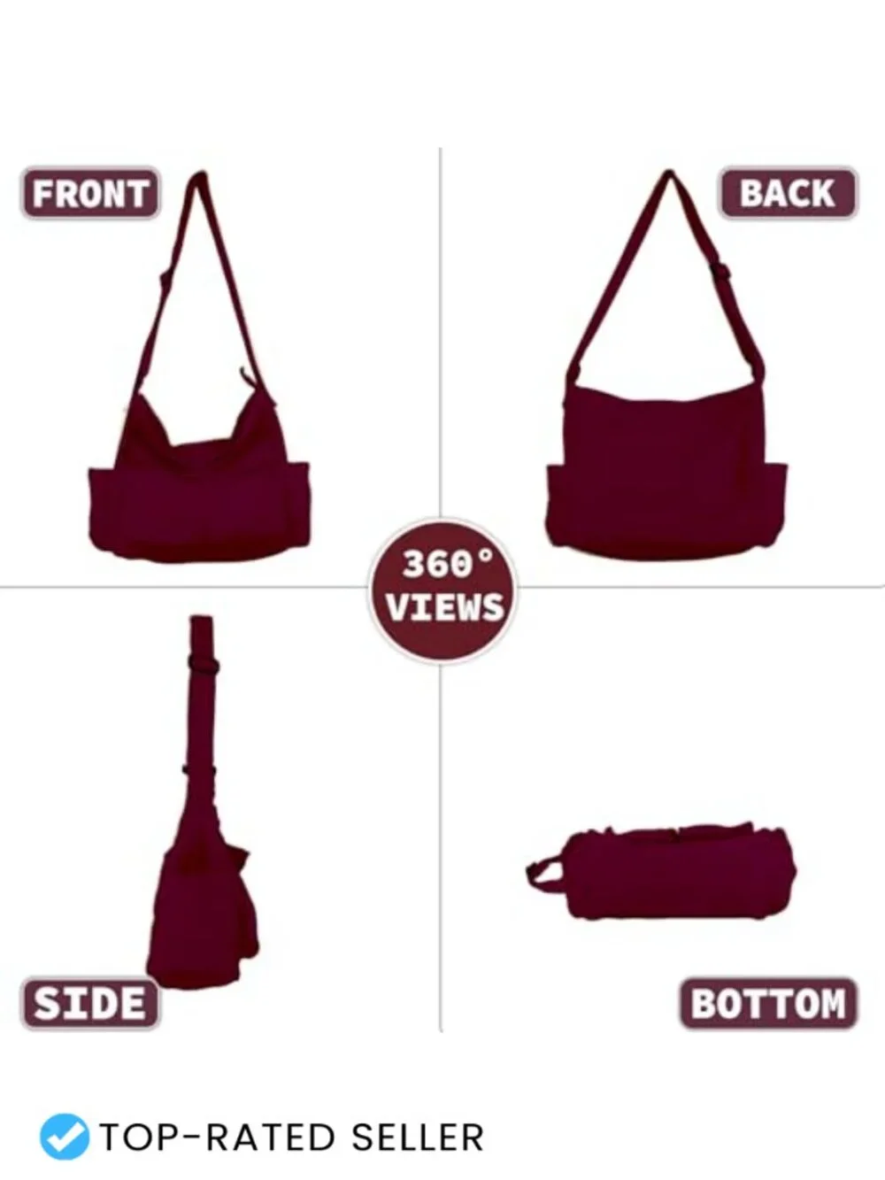 Canvas Messenger Bag Large Hobo Crossbody Shoulder Tote Multiple Pockets